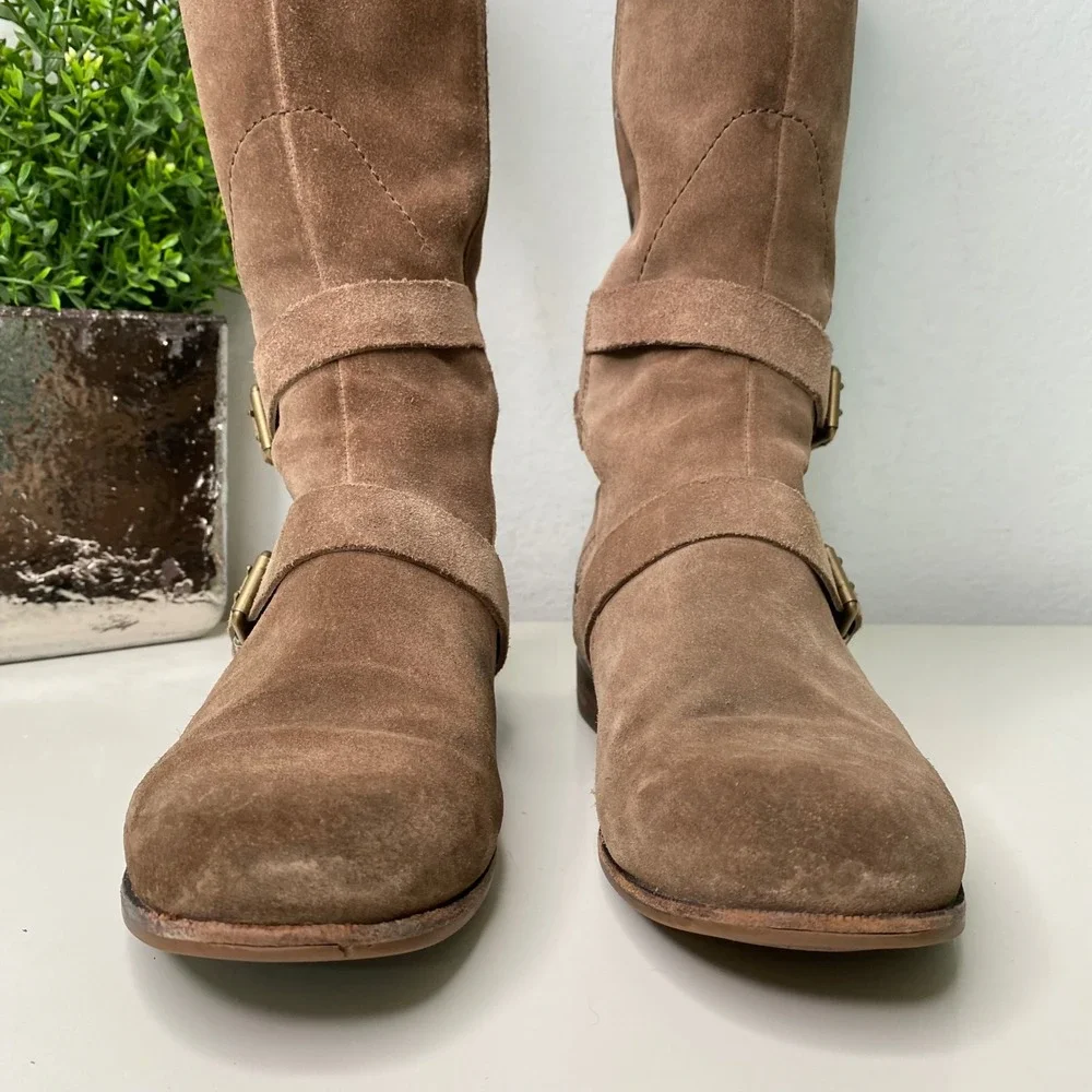 UGG Cydnee Tall Riding Boots Tan Sude Brown Leather Size‎ 9